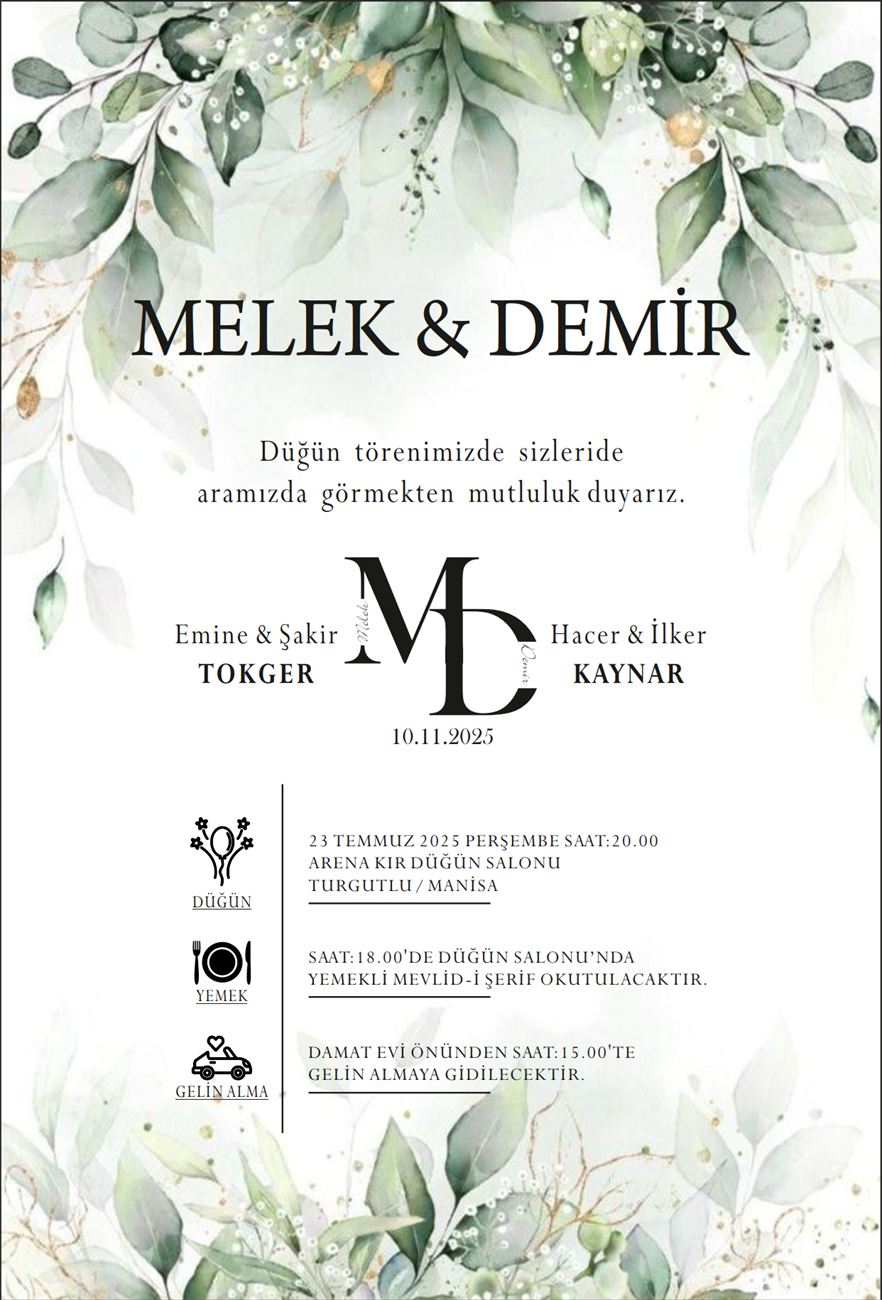 Turgutlu düğün nişan davetiyesi modeli 1 - Lider Ofset Matbaa