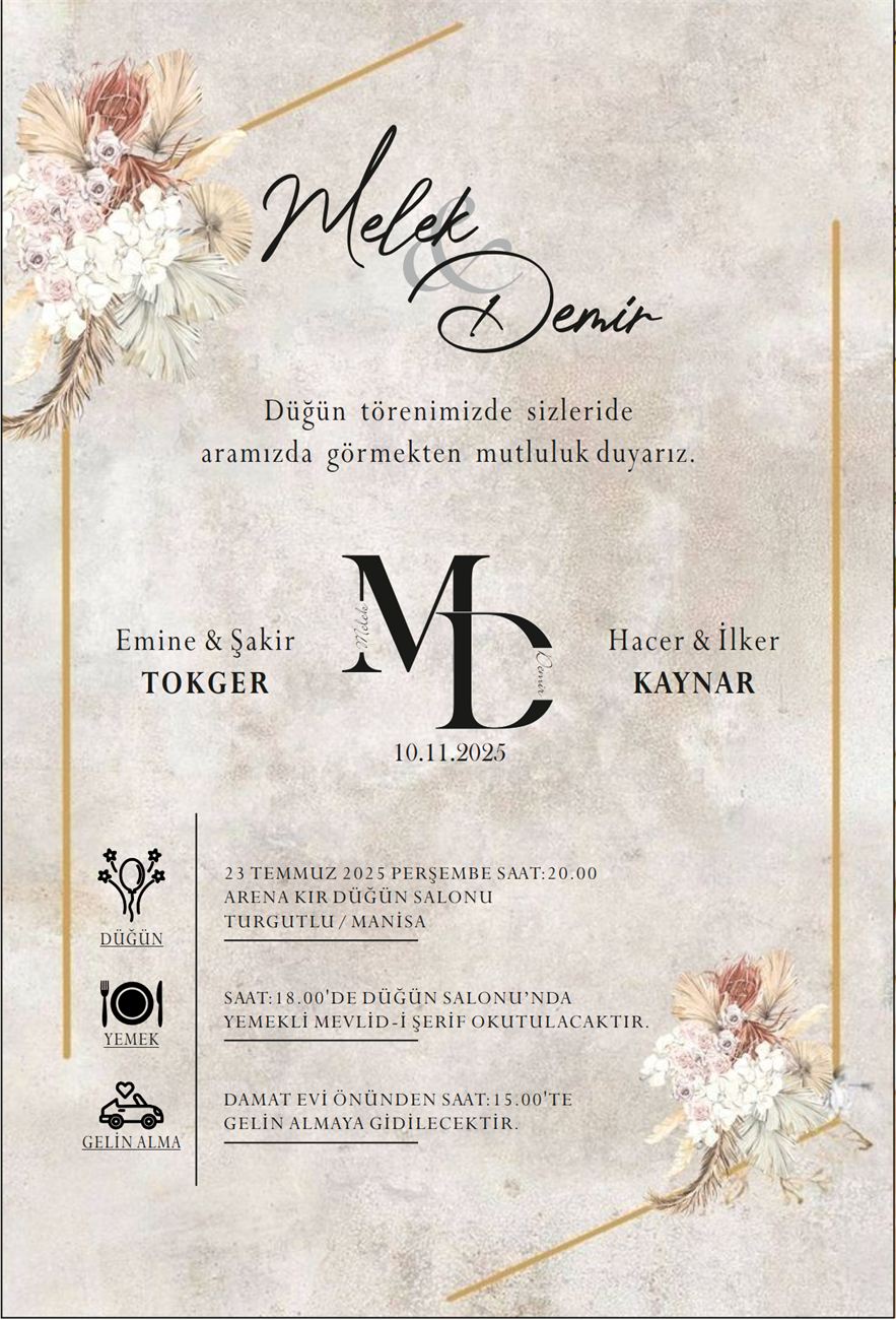 Turgutlu düğün nişan davetiyesi modeli 4 - Lider Ofset Matbaa