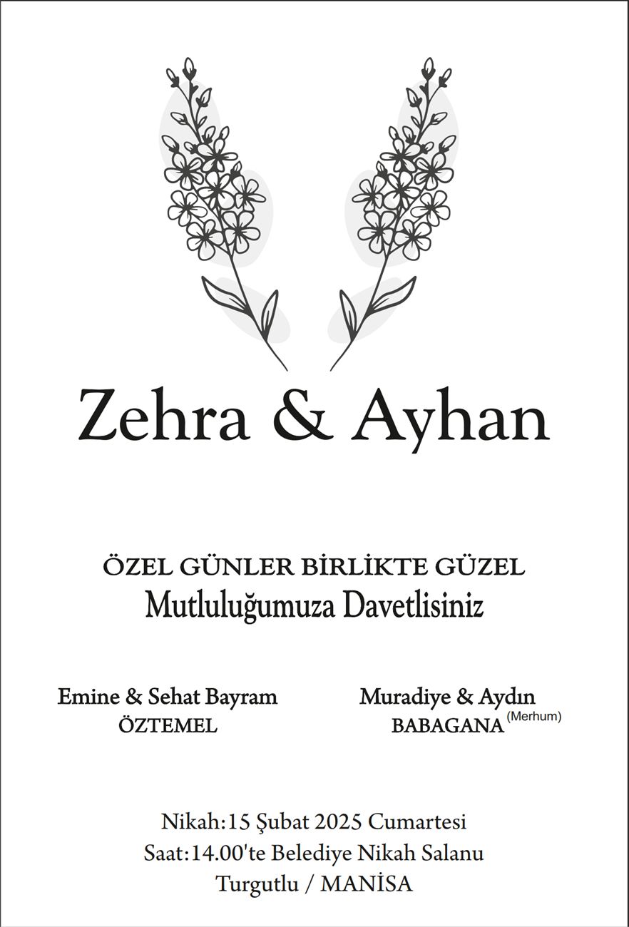 Turgutlu düğün nişan davetiyesi modeli 6 - Lider Ofset Matbaa