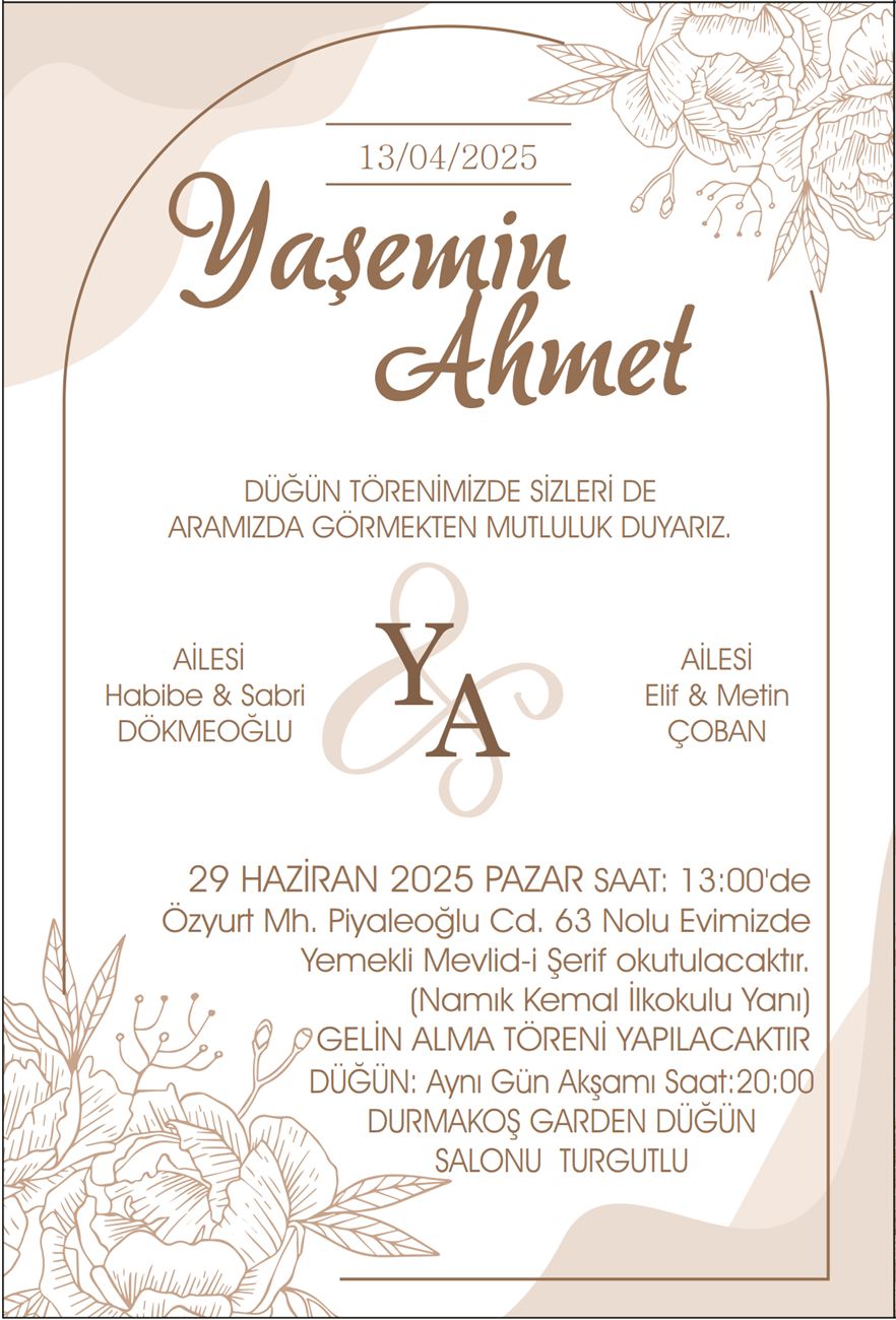 Turgutlu düğün nişan davetiyesi modeli 12 - Lider Ofset Matbaa
