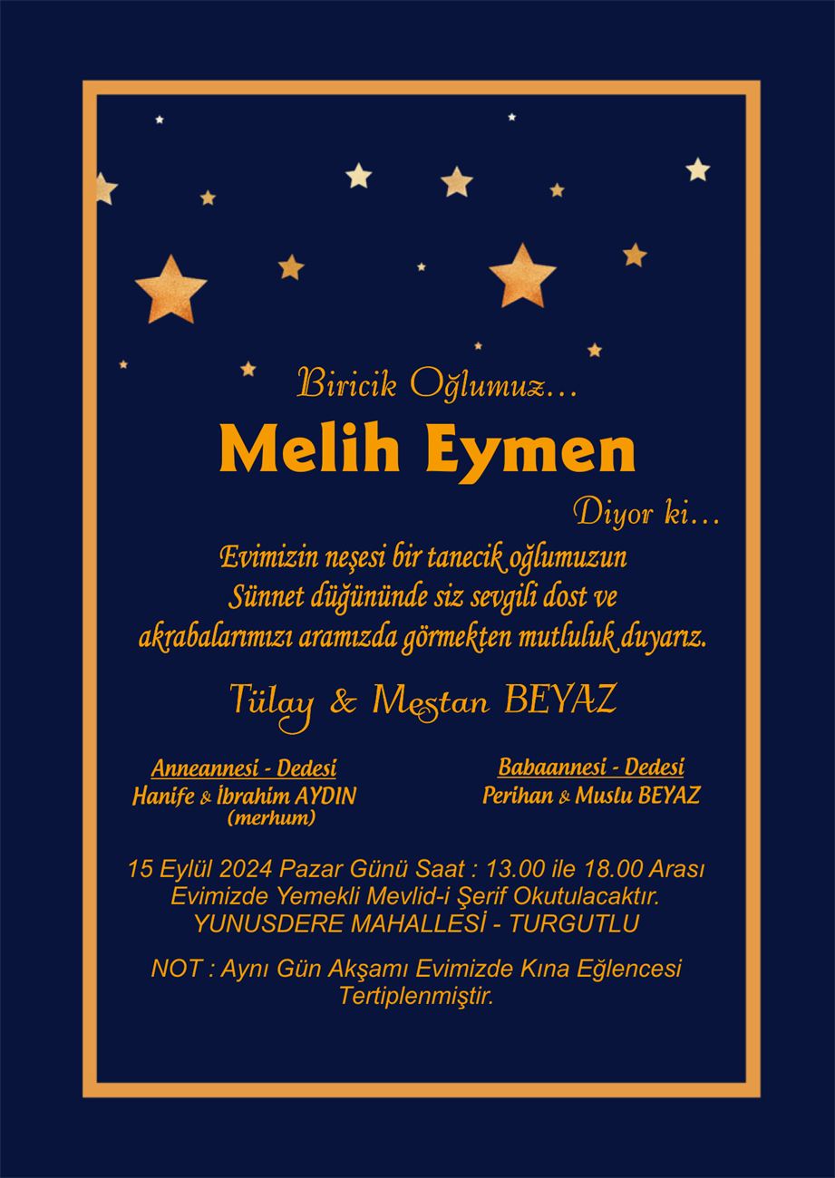 Turgutlu sünnet davetiyesi modeli 7 - Lider Ofset Matbaa